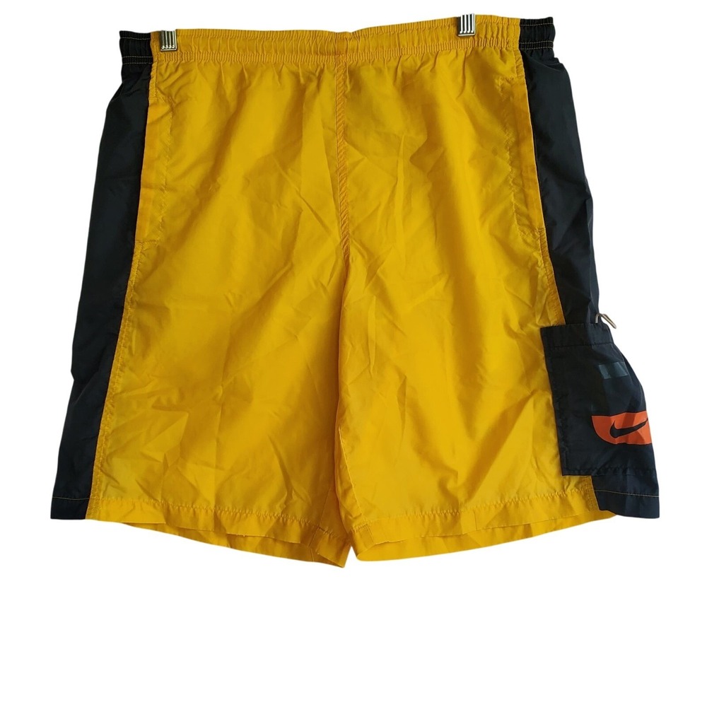 Vintage Nike Youth Large Swim Trunks Shorts‎ Yellow Black 90s Y2K